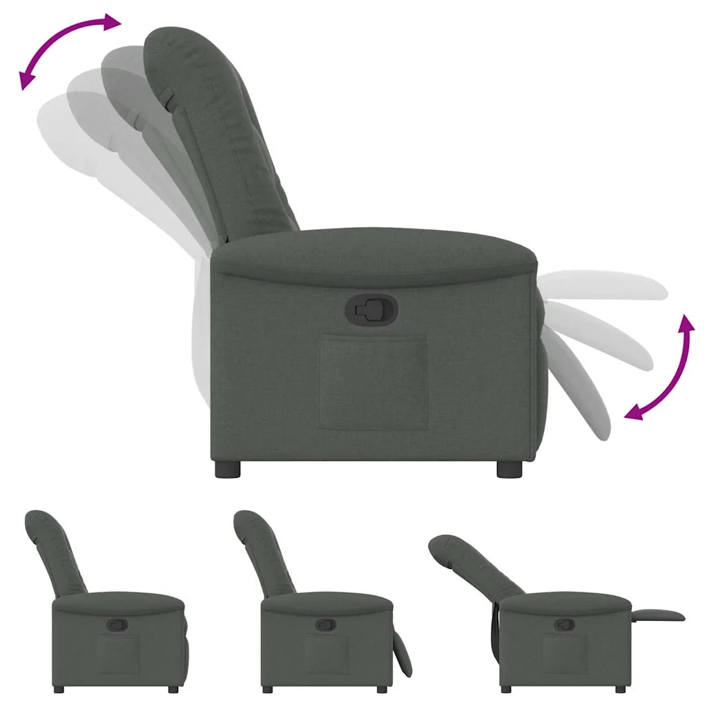 Divano Sedia-Poltrona Reclinabile in Tessuto Grigio Scuro 670455