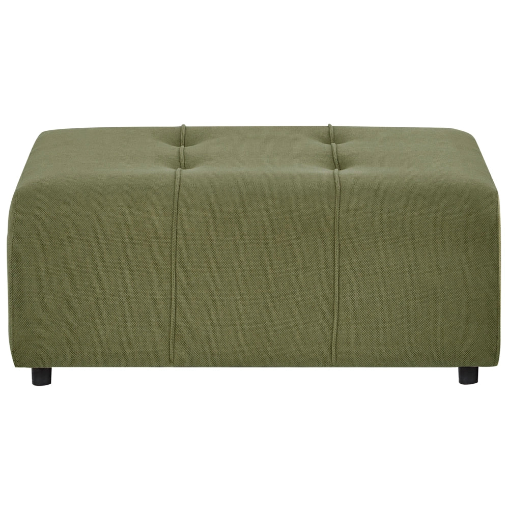 Divano letto a 4 posti ad angolo con rivestimento in tessuto verde a sinistra con contenitore e ottomano spesso imbottito