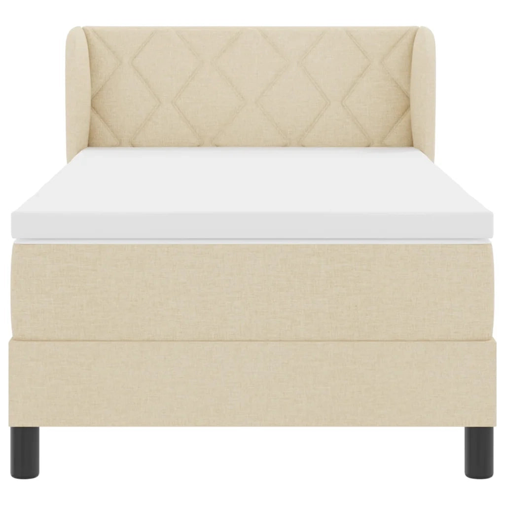 Letto a molle con materasso Crema 90 x 190 cm Tessuto 3340064