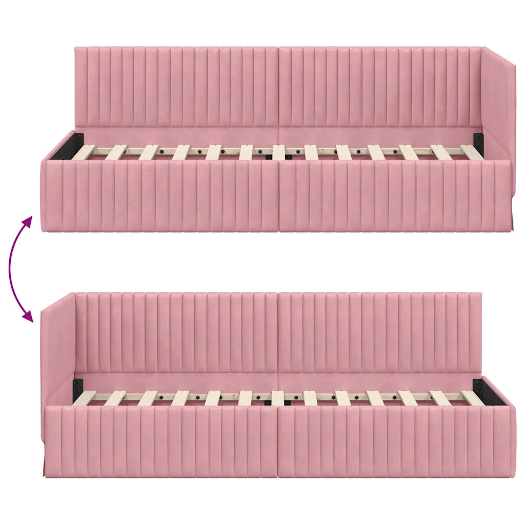 Cornice del letto ad angolo Rosa 80 cm x 200 cm Velluto 42016249