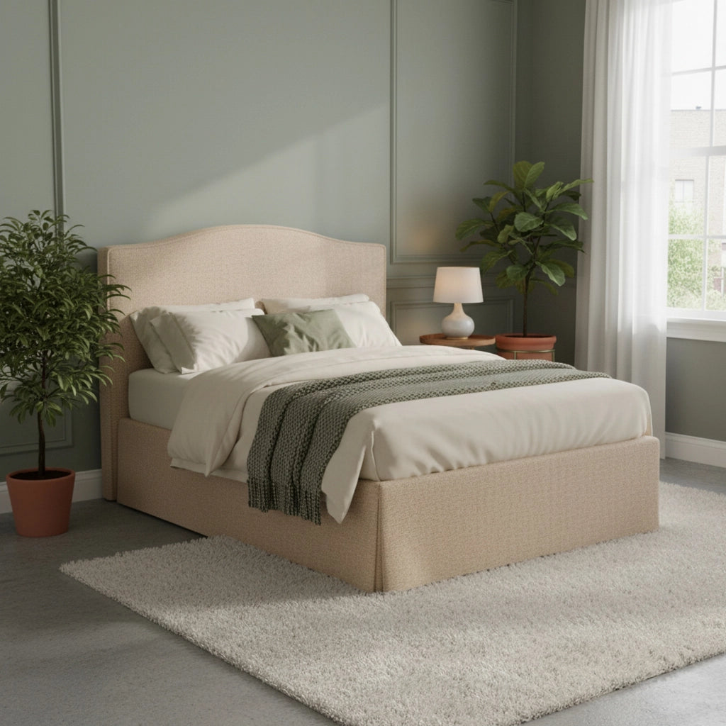 Bebington, Letto Matrimoniale Sfoderabile Made in Italy, Beige