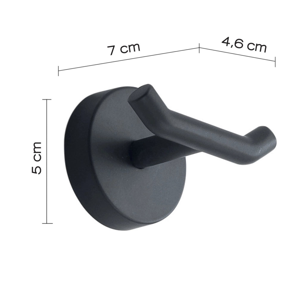 Appendiabiti doppio da muro in acciaio inox Cromall 2326 Gedy serie EROS Nero Matt