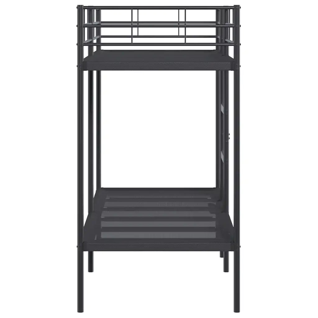 Letto a Castello senza Materasso-Struttura Letto a Castello Nero 75x190 cm in Acciaio