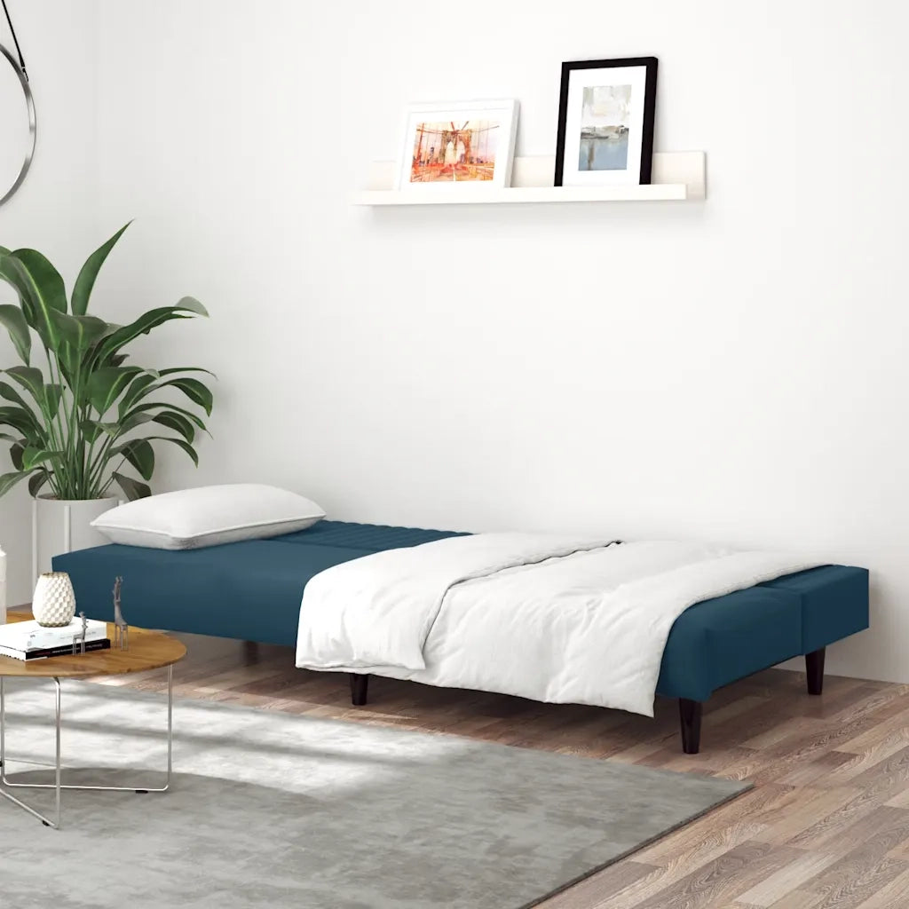 Divano Letto a 2 Posti Blu in Velluto 375925