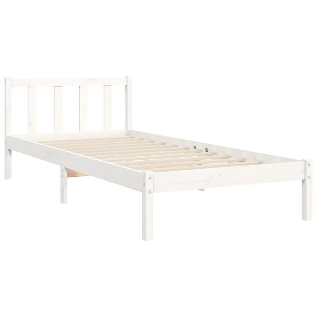 Letto senza Materasso-Struttura Letto Bianco 90x190 cm in Legno Massello Pino 479063