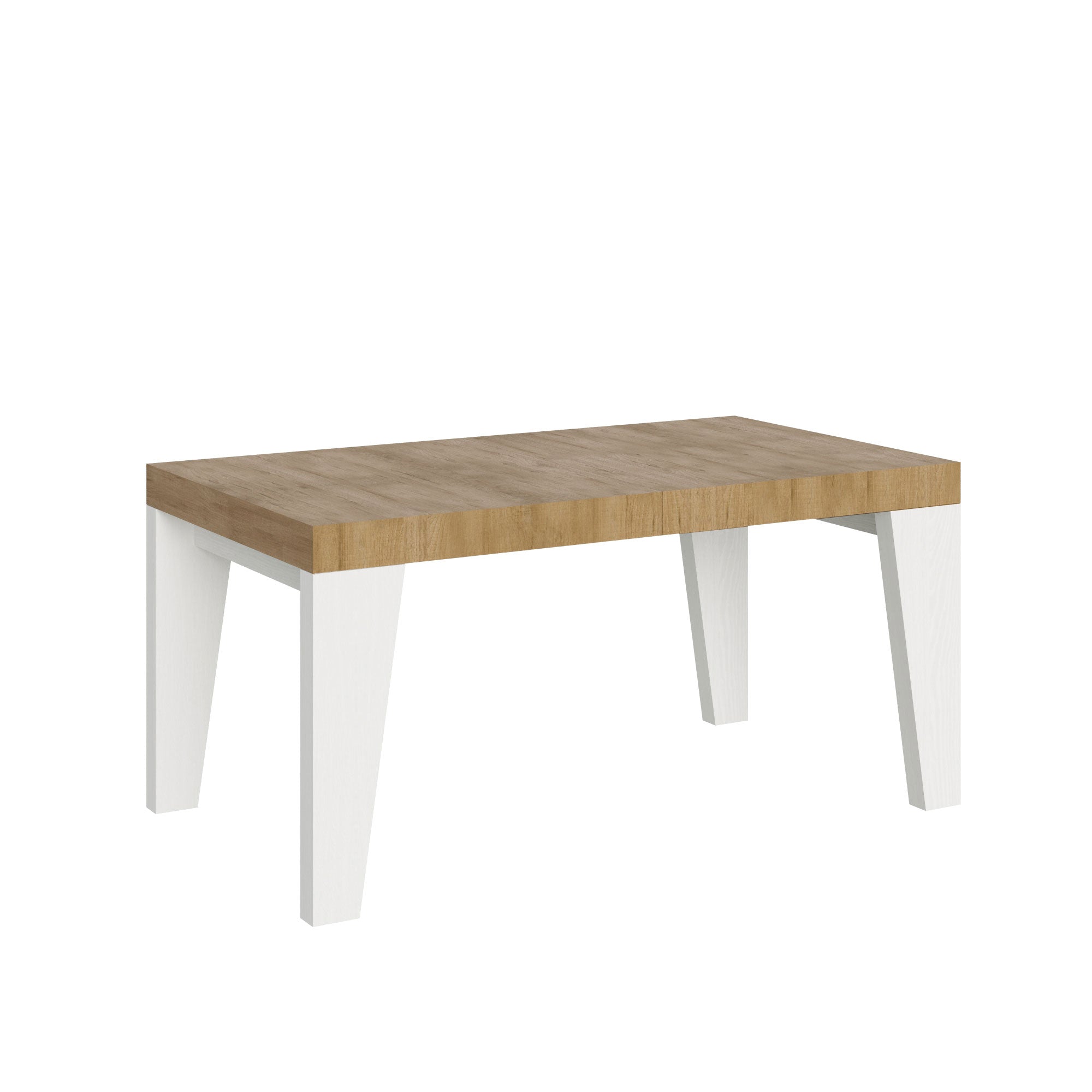 Tavolo Allungabile 160/264x90x77 cm Naxy Mix piano Quercia Natura gambe Bianco Frassino