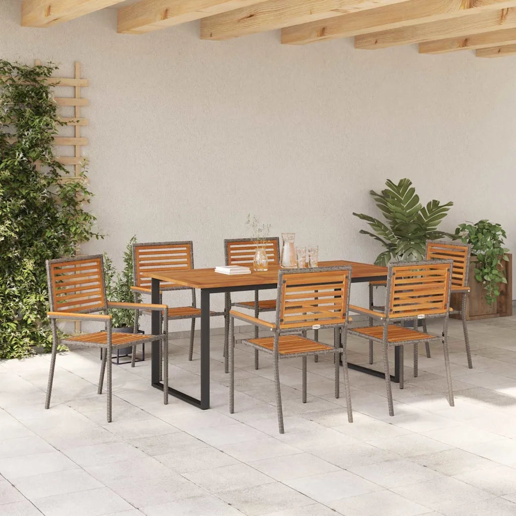 Set da Pranzo per Giardino 7 pcs Grigio