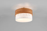 SEASONS PLAFONIERA LEGNO NATURALE E PARALUME BIANCO D. 30CM 2 LUCI ATTACCO E14