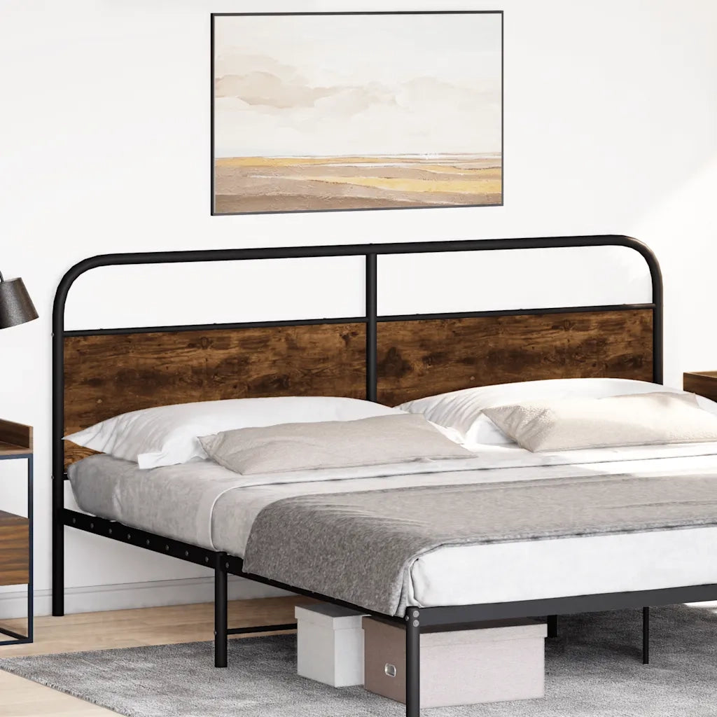 Testiera-Testata-Testiera Decorativa Rovere Fumo 190 cm in Acciaio e Legno Multistrato