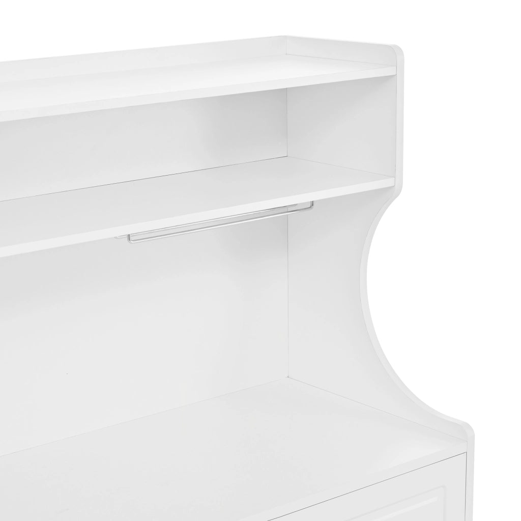 Credenza alta con cassetti, ripiani regolabili e porta bicchieri con stazione di ricarica per cucina e sala da pranzo 120 × 40 × 138.5 cm