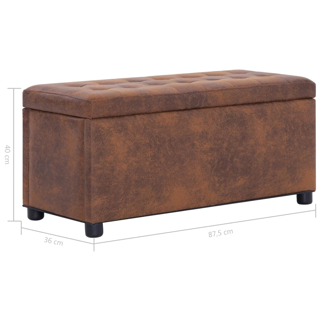 Pouf contenitore 87,5 cm pelle scamosciata sintetica marrone 02_0010751