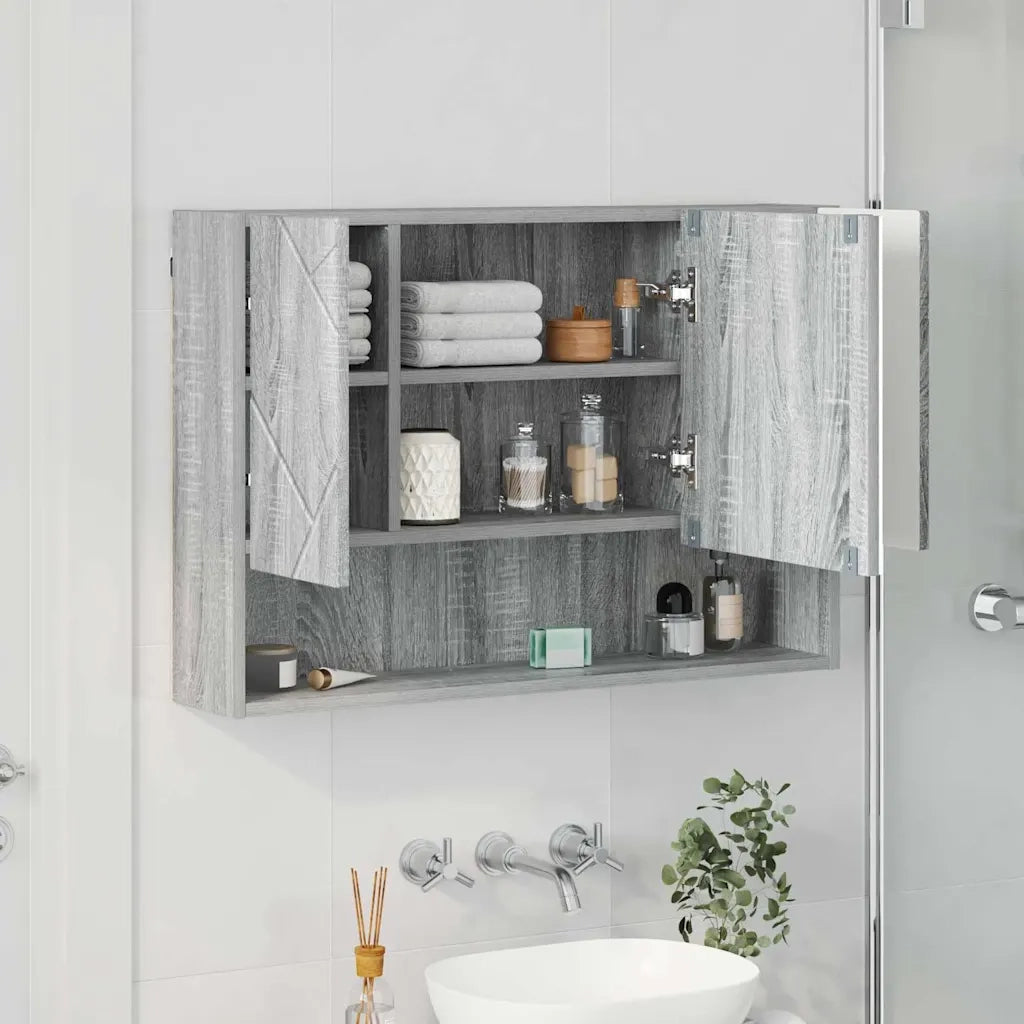 Mobiletto per specchio con porta Grigio Sonoma 80 x 17 x 55 cm 883360