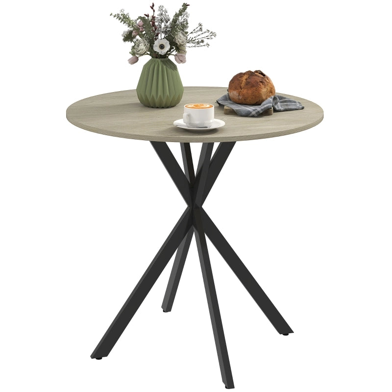 Tavolo da pranzo - rotondo per 2 - stile industriale - gambe in acciaio - Ø80x75 cm - rovere - cucina