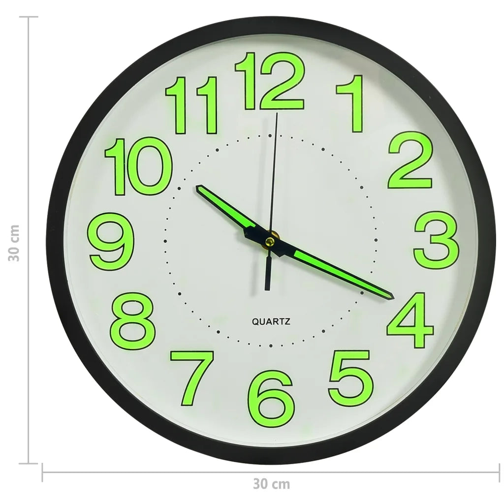 Orologio da Parete Luminoso Nero 30 cm 325166