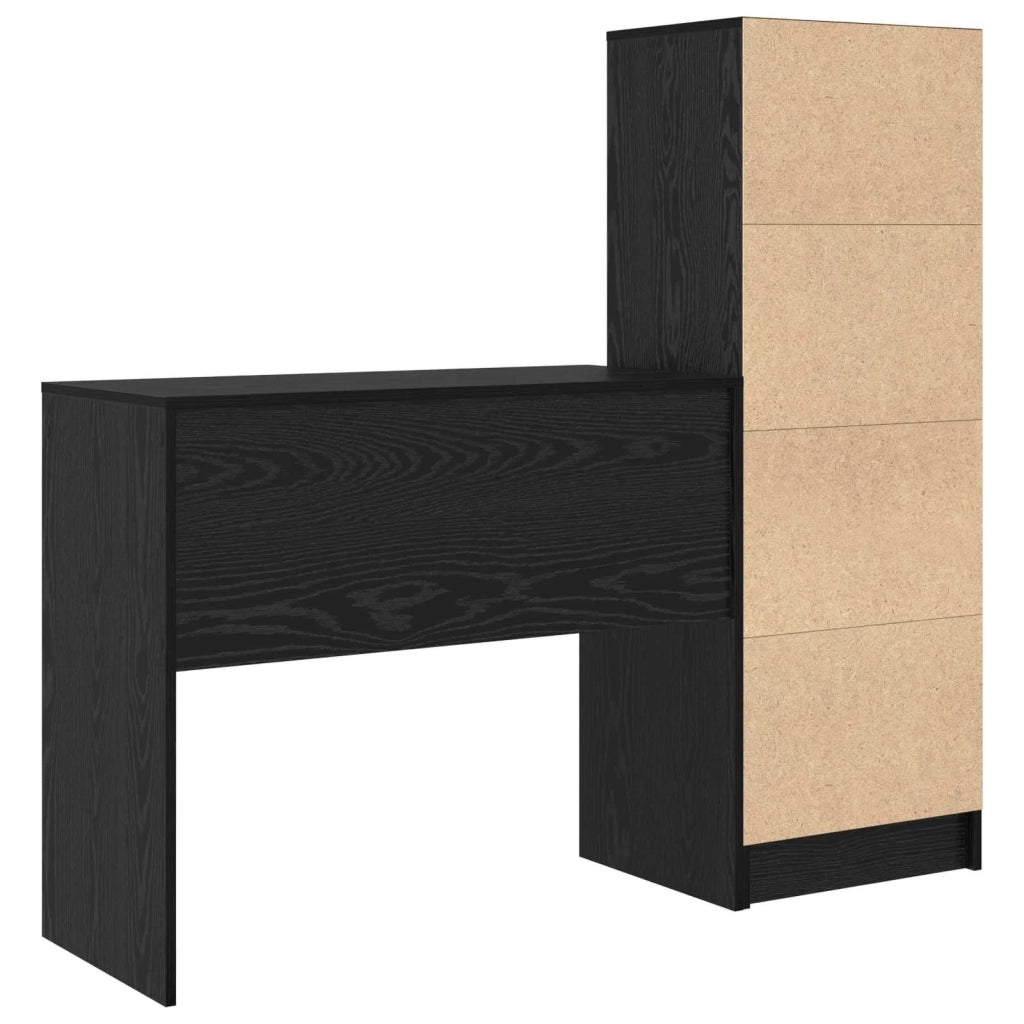 Scrivania con cassetto con lo scaffale 2 pcs Rovere Nero 3337322