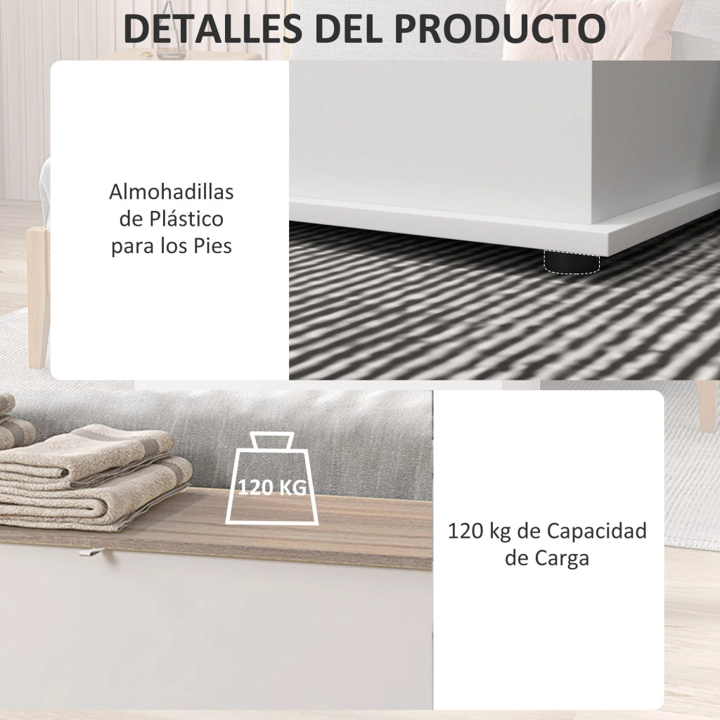 Letto contenitore con cassetti ¨C ZephMum ¨C Legno 100x40x40 cm bianco e naturale