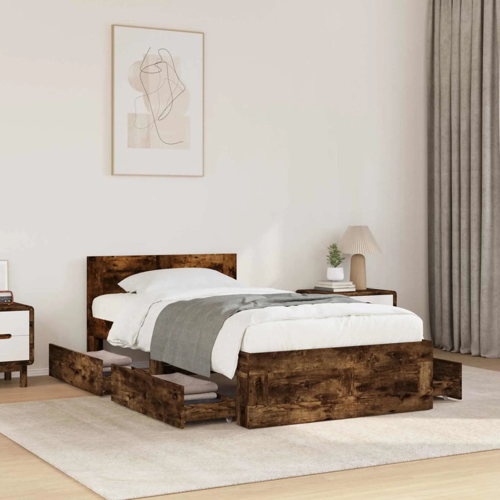Struttura letto con testata Rovere Fumo 80 x 200 cm 3429679