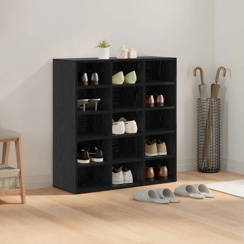 Mobile per scarpe Rovere Nero 77,5 x 30 x 83,5 cm 875217
