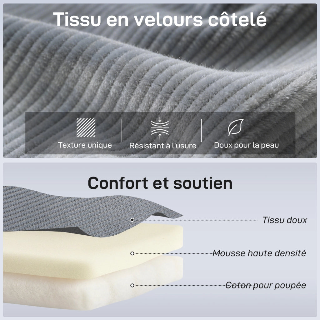 Poltrona reclinabile pieghevole in velluto ¨C zephmum ¨C grigio 59x230x15