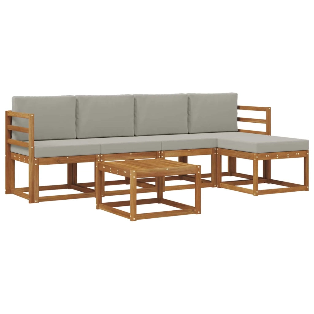 Set di divani da esterno 6 pcs Grigio Naturale e Chiaro