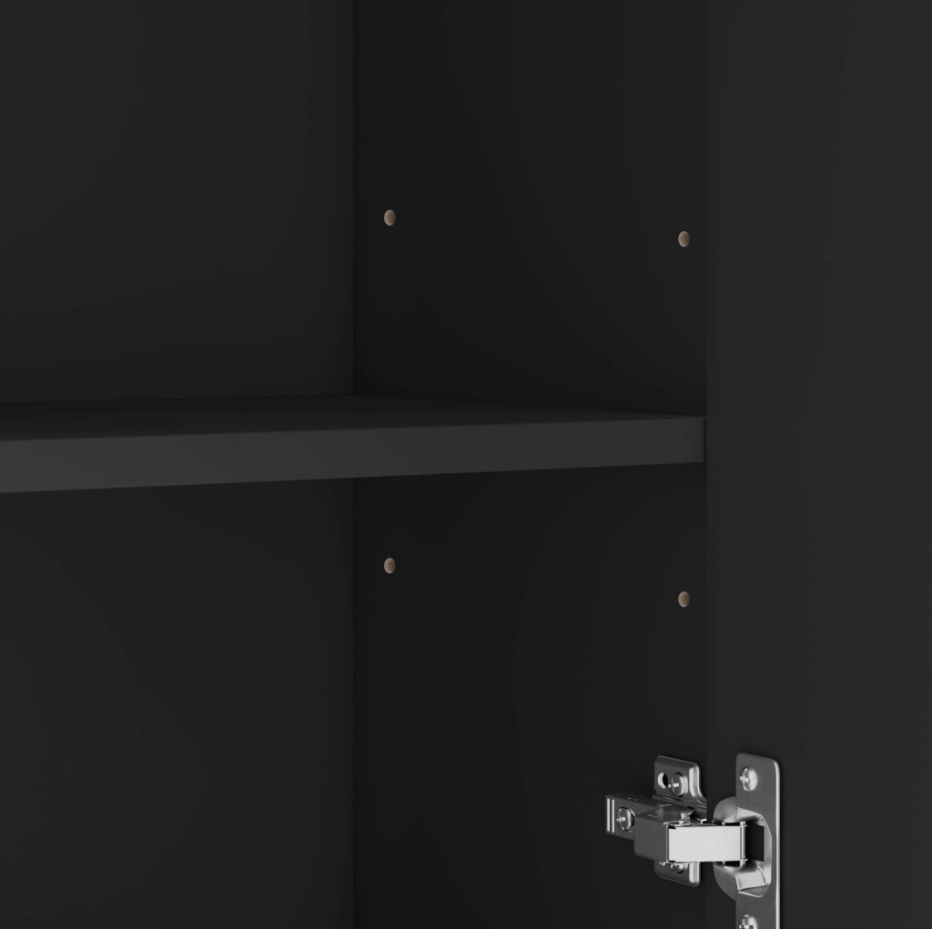 Mobile da bagno nero 38 x 26 x 172,5 cm con cassetti e ripiani regolabili