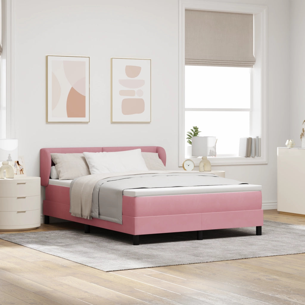 Letto Box Spring con Materasso Rosa 160x200 cm Velluto