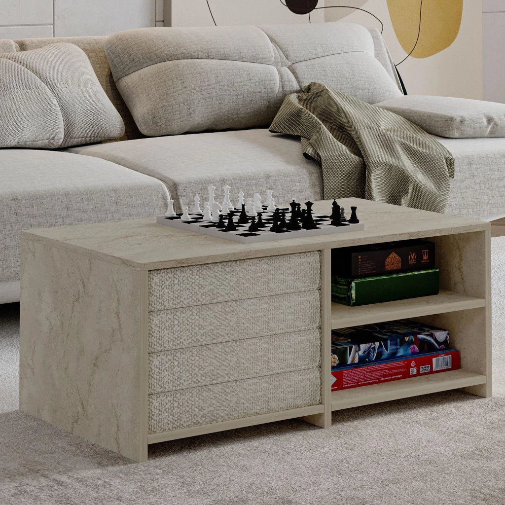Tavolino in legno "Gord" - 90 x 45 x 44 cm - Travertino