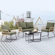 Set 5 Pezzi Arredo da Giardino in Polyrattan Tavolo Divanetto e Sedie da Esterno