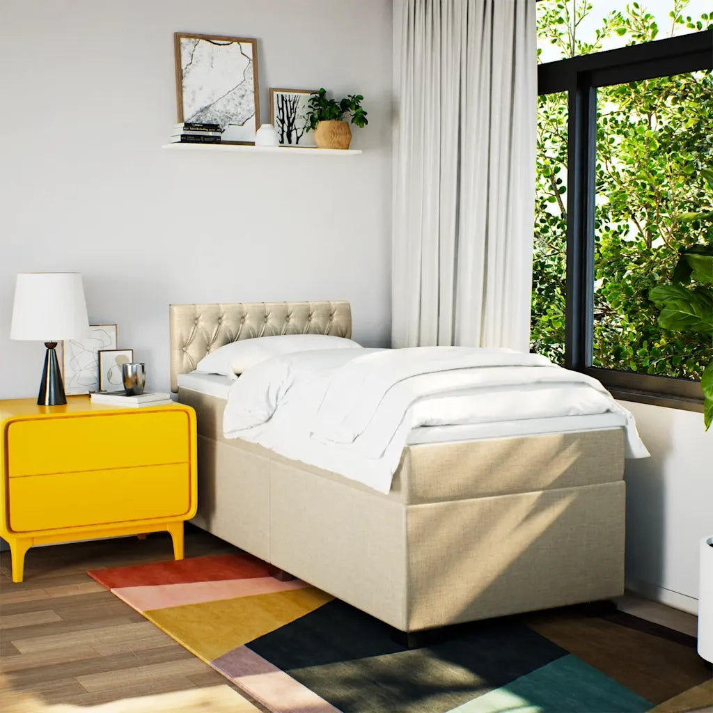 Giroletto a Molle con Materasso-Struttura Letto Crema 80x200 cm inTessuto 906859