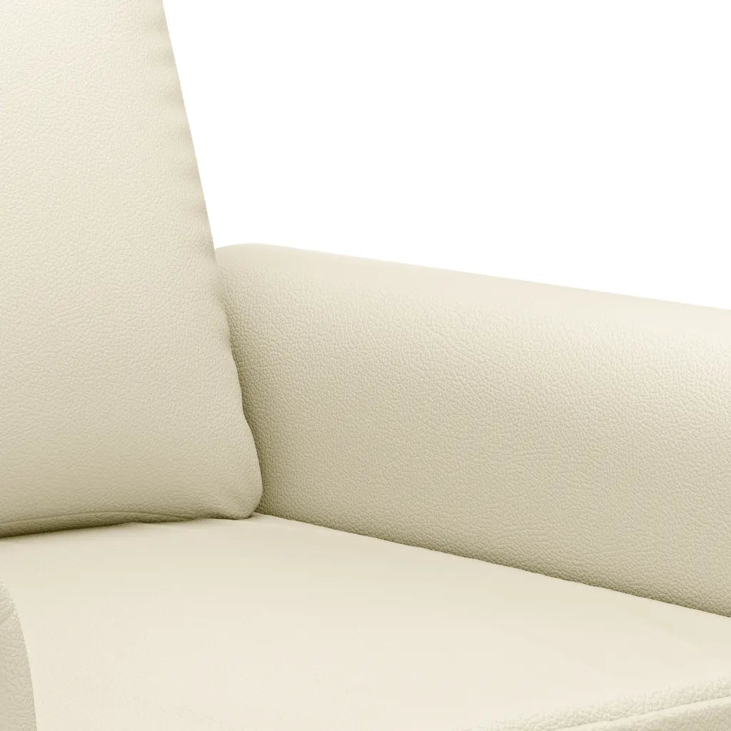 Set di Divani 3 pz con Cuscini crema in Similpelle