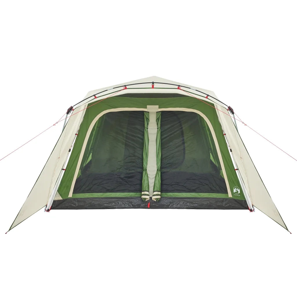 Tenda Familiare con Portico 9 Persone-Tenda da campeggio Verde a Rilascio Rapido