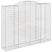 Cesto gabbione recinzione a gabbia muro di contenimento ad arco 300 x 50 x 220/240 cm ferro zincato argento 02_0040064
