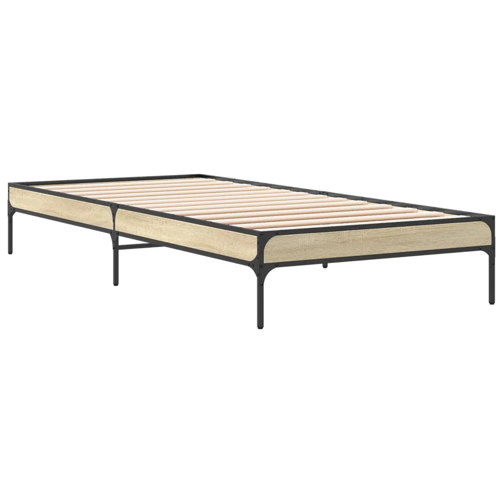 Giroletto-Struttura Letto Rovere Sonoma 100x200 cm Legno Multistrato e Metallo 715467