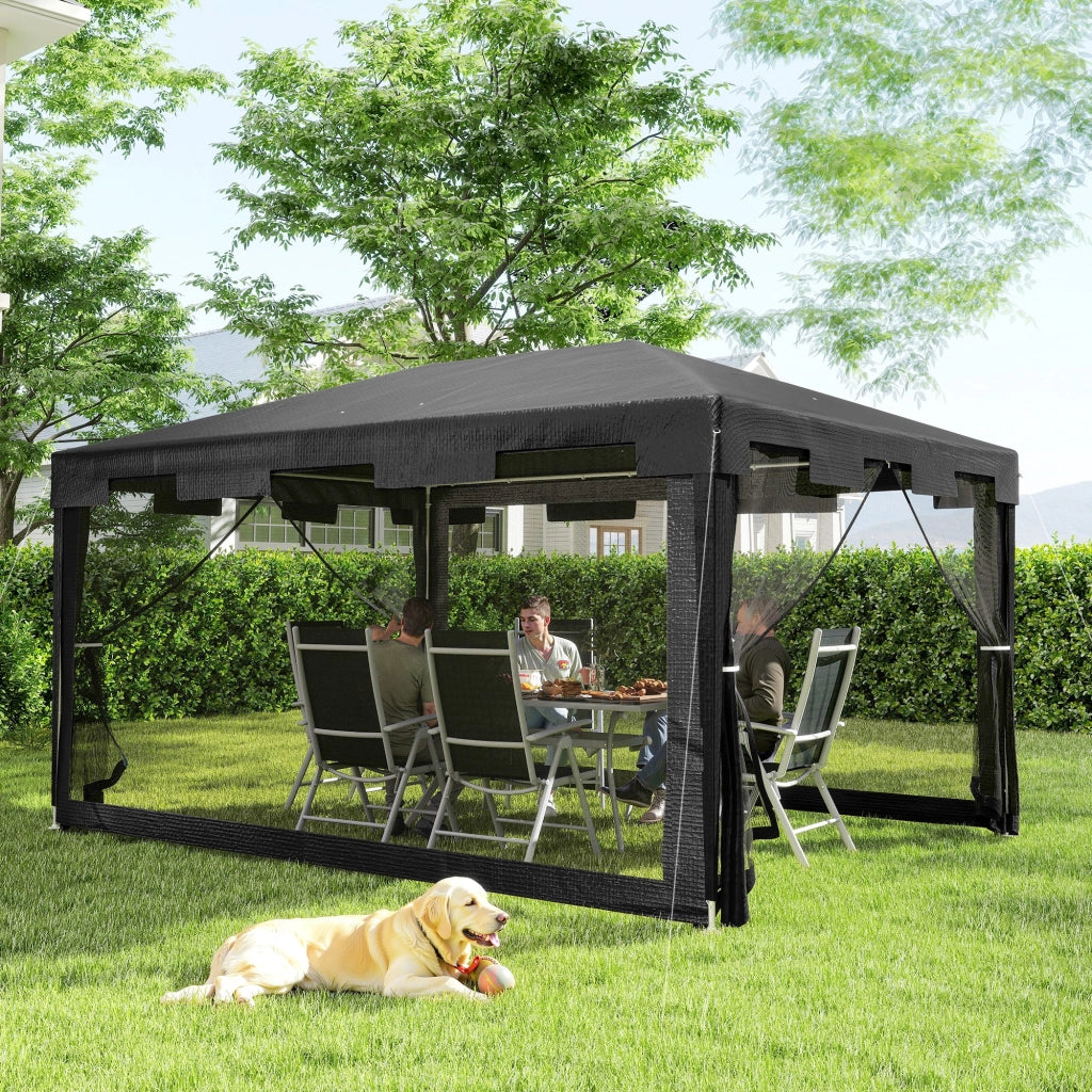 Cenador da giardino ¨C zephmum ¨C grigio scuro 4x3 m con 4 mosquiteras