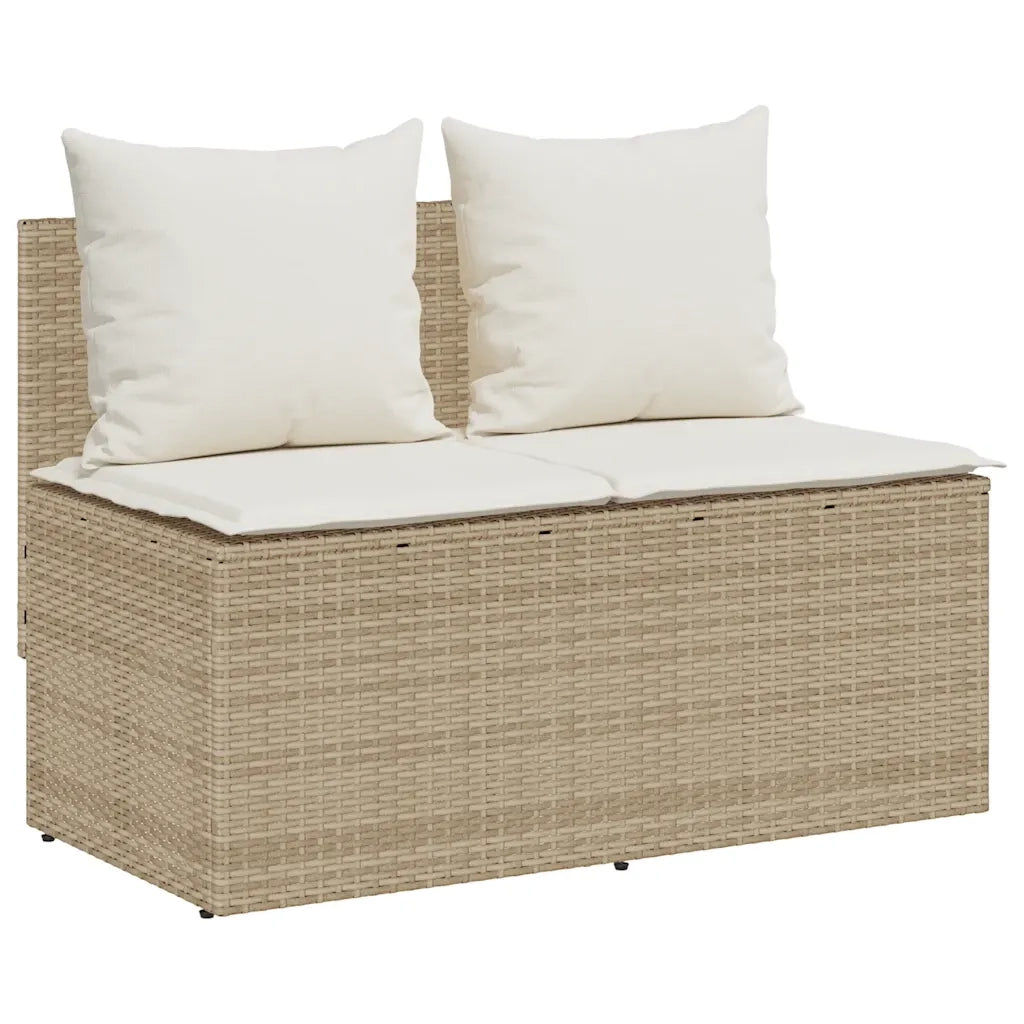 Set da Pranzo da Giardino 3 pz con Cuscini Beige in Polyrattan