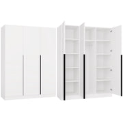 Armadio SENSO 3d 150 cm 3 ante nero maniglie per soggiorno camera da letto bianco guardaroba