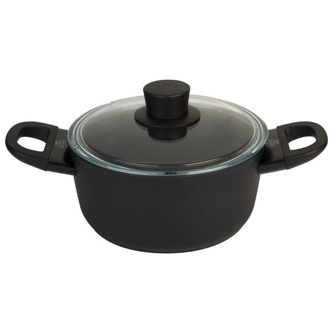 BALLARINI 75002-920-0 Avola Casseruola con Coperchio in Vetro Diametro 20 cm Rivestimento Antiaderente 4 Strati KERAVIS Extreme Adatta a Tutti i Piani Cottura incluso Induzione colore Nero