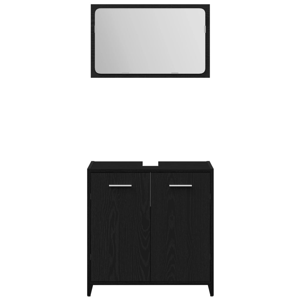 Set mobili bagno 3 pezzi Rovere nero Legno ingegnerizzato