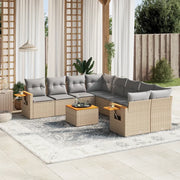 Set Divano da Giardino 9 pz con Cuscini Beige in Polyrattan 3259070