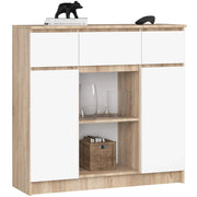 Cassettiera AKORD K100 Quercia Sonoma 101 cm 2 ante 3 cassetti inserto frontale Bianco 101x35x98 cm
