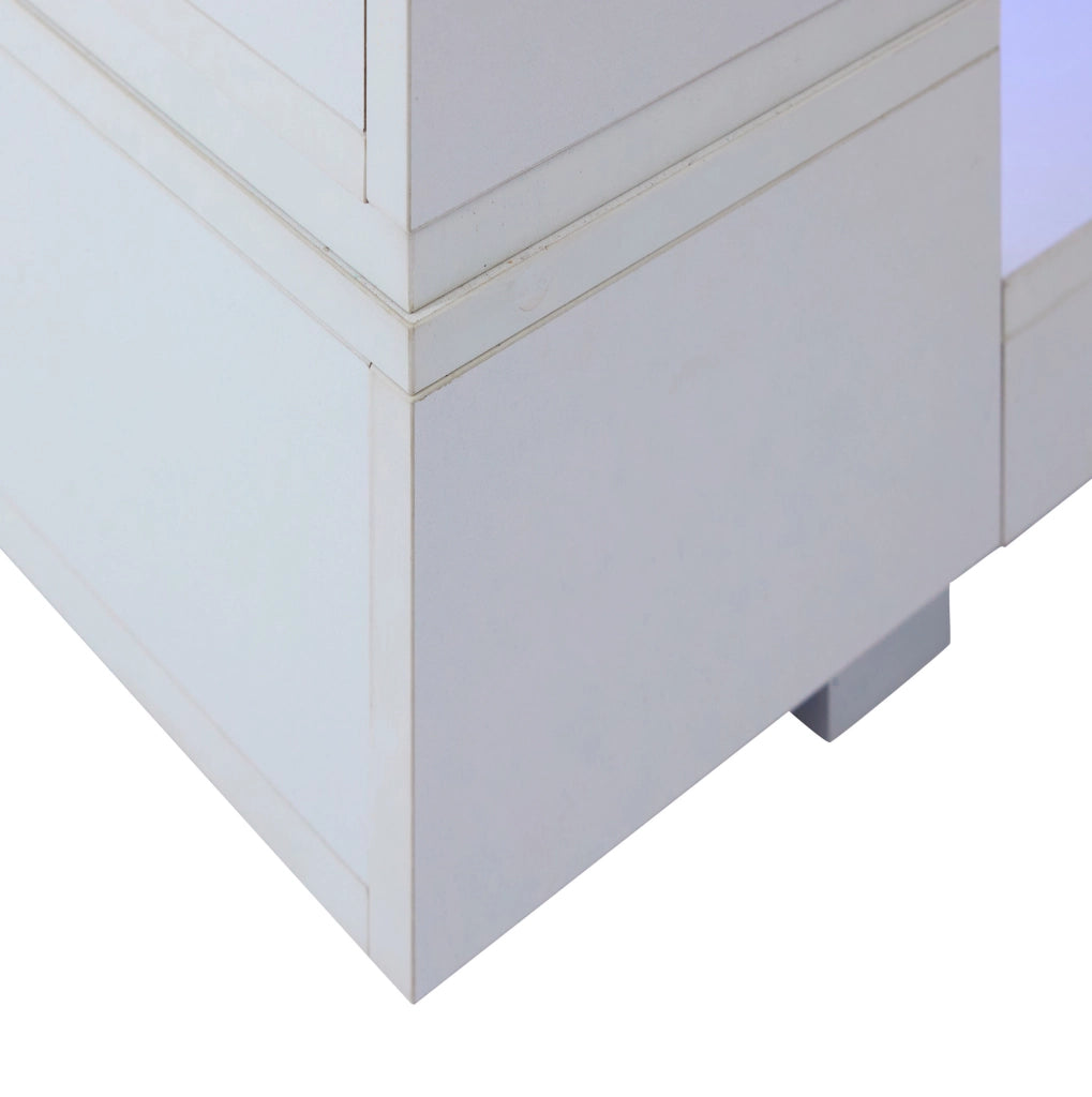 Tavolino da salotto 100x50x35 cm; LED con controllo da app; truciolato bianco