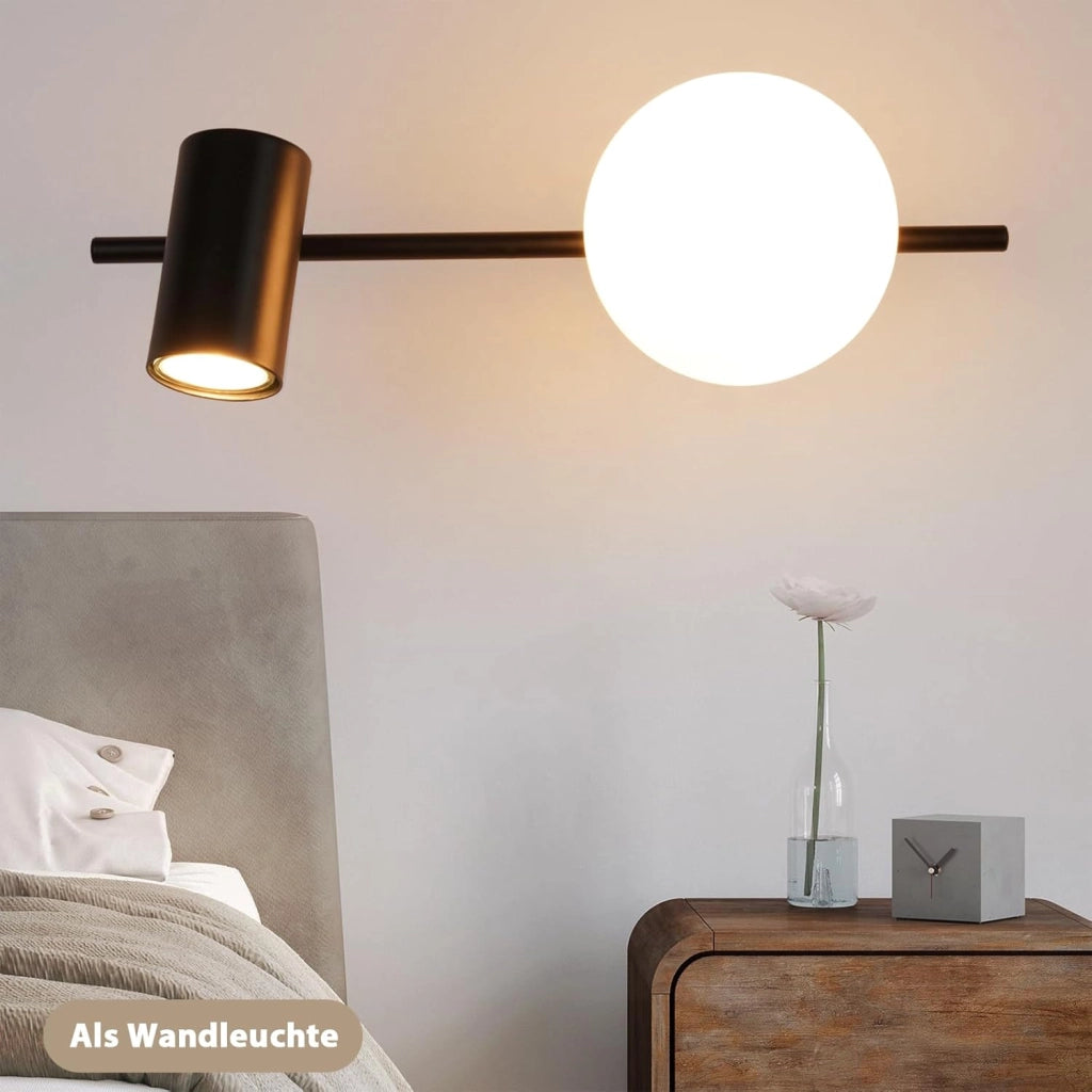 ZMH Faretto da soffitto 2 fiamme E14 moderne metallo sfera vetro 40cm per corridoio cucina