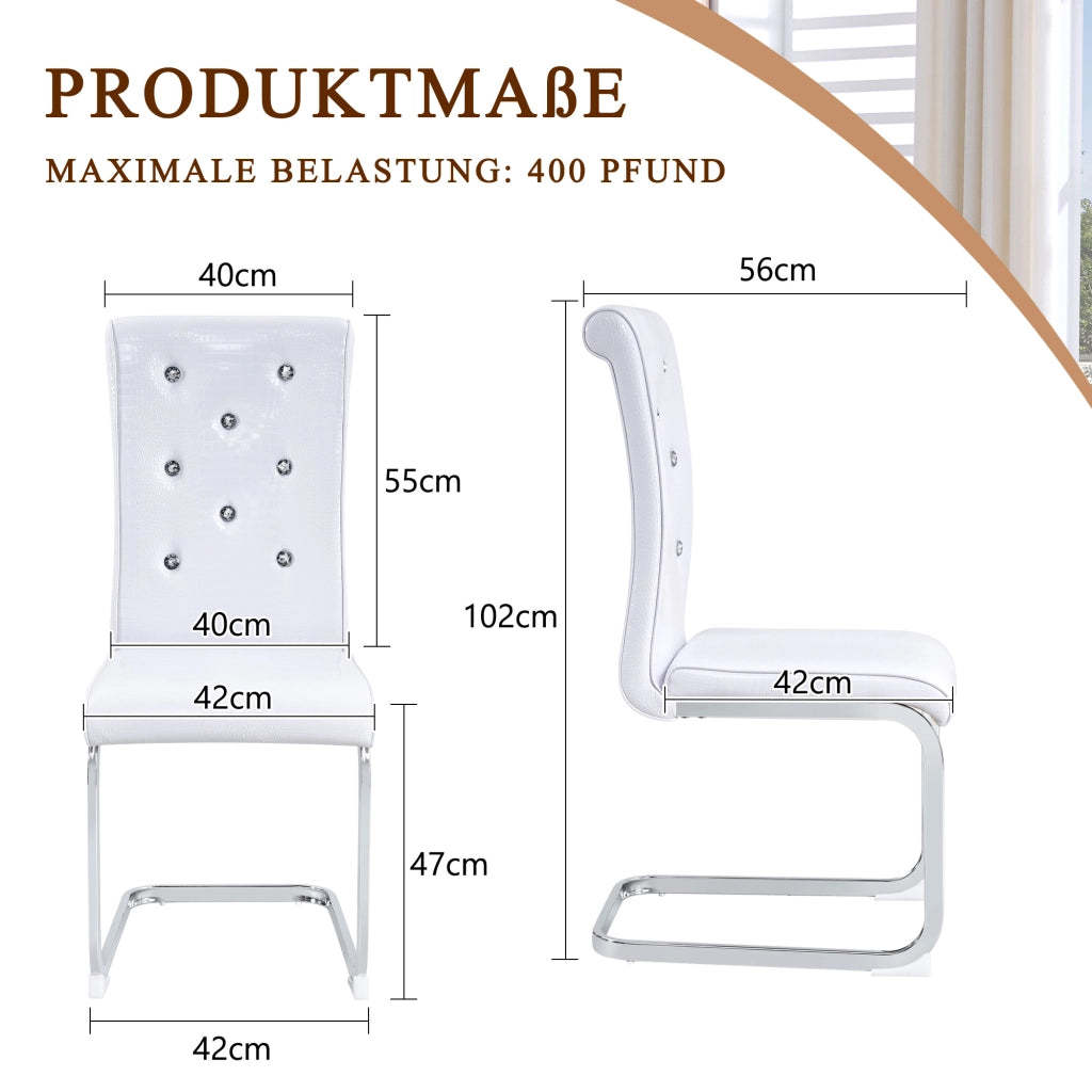 SEDIA da pranzo in PVC bianco e metallo cromato 75,5x46,5x44 cm