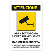 CARTELLO 'VIDEOSORVEGLIANZA' cm 20 x 30  - EUROSIGNALS