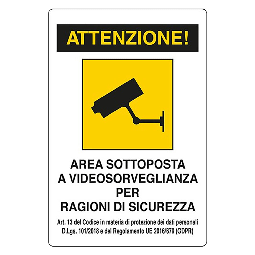 CARTELLO 'VIDEOSORVEGLIANZA' cm 20 x 30  - EUROSIGNALS