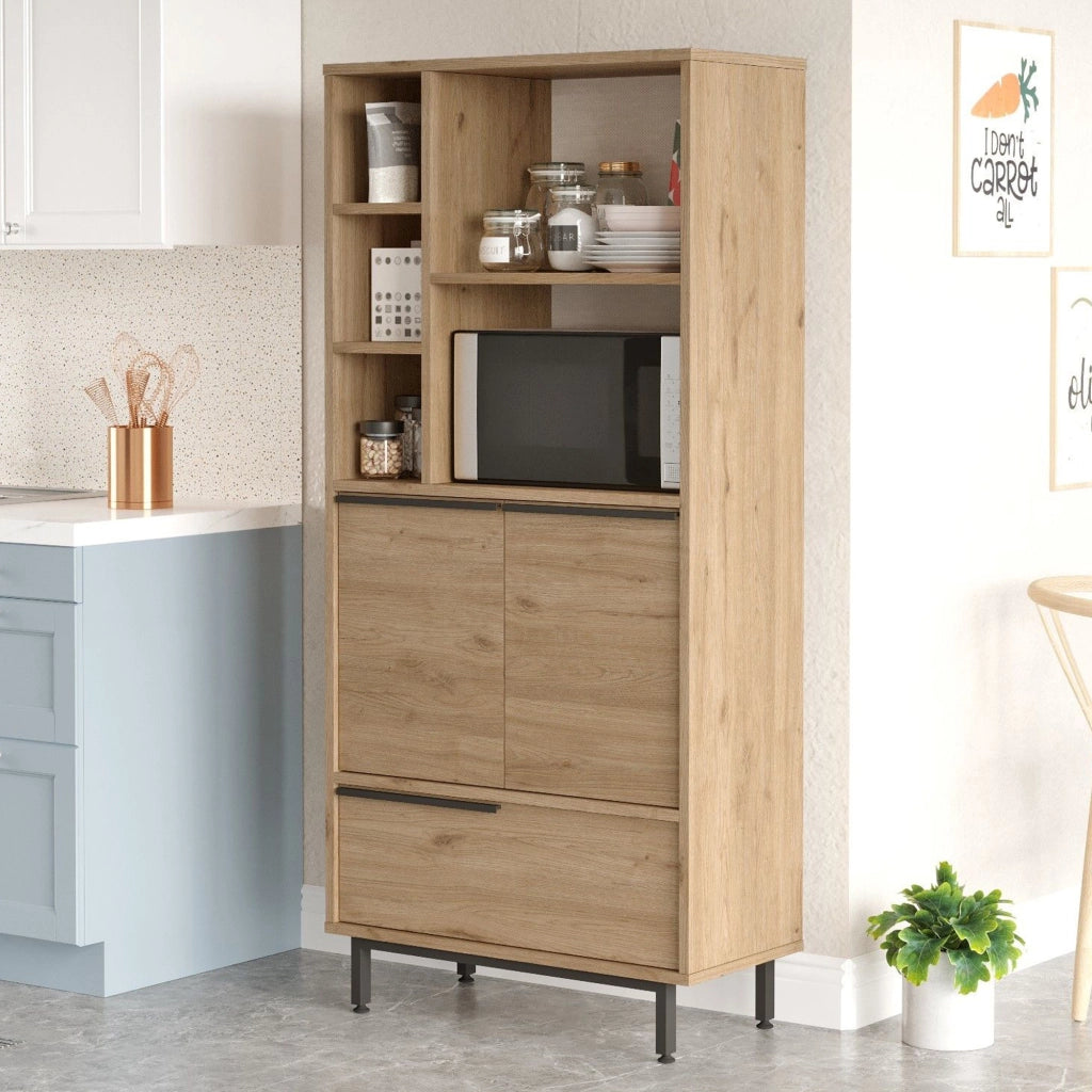 Madia Cinisi, Credenza 4 Ripiani, 75x36x162h cm Marrone Rovere