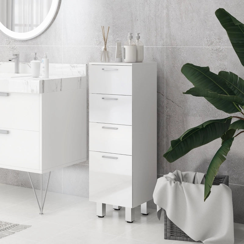 ARMADIO BAGNO 30x30x93 cm Bianco in legno, 4 cassetti