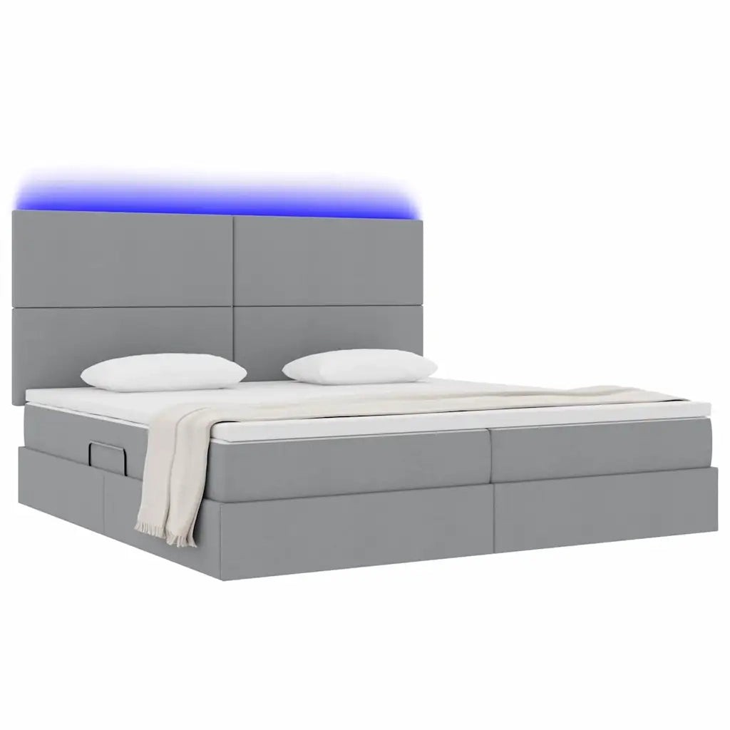 Letto con contenitore LED e materasso Grigio Chiaro