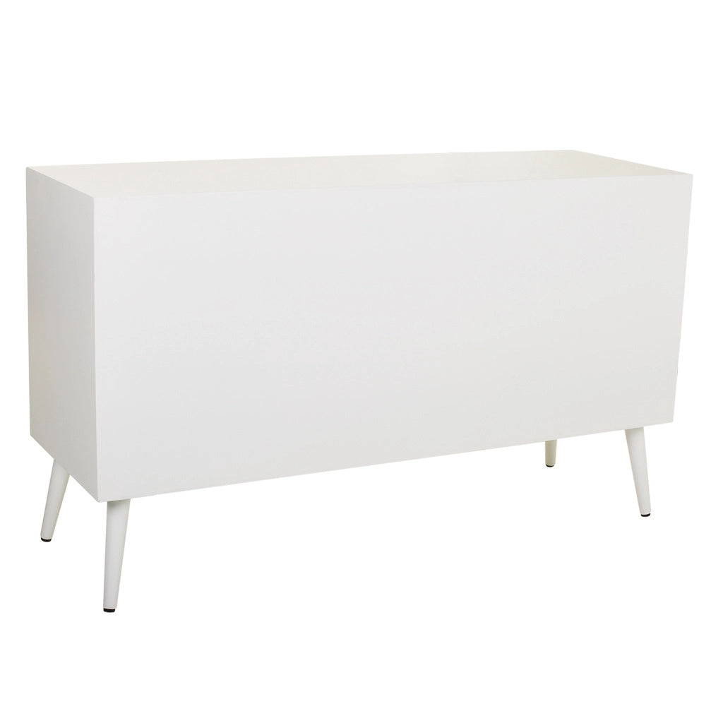Credenza in legno e rete bianca 120x41,5x71h