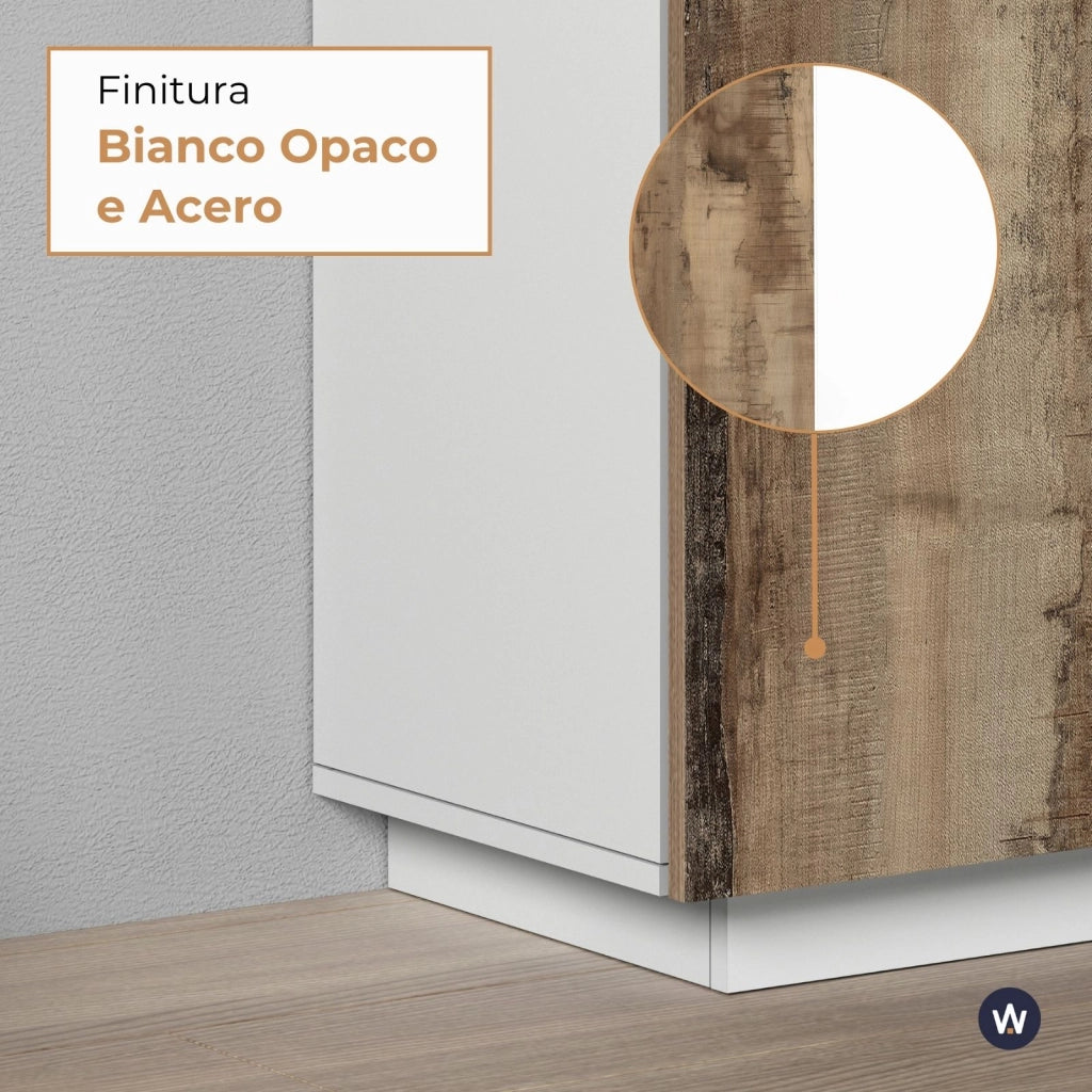 WHOUS Armadio multiuso Easy a 2 ante bianco opaco e acero 79,20x38x166 cm